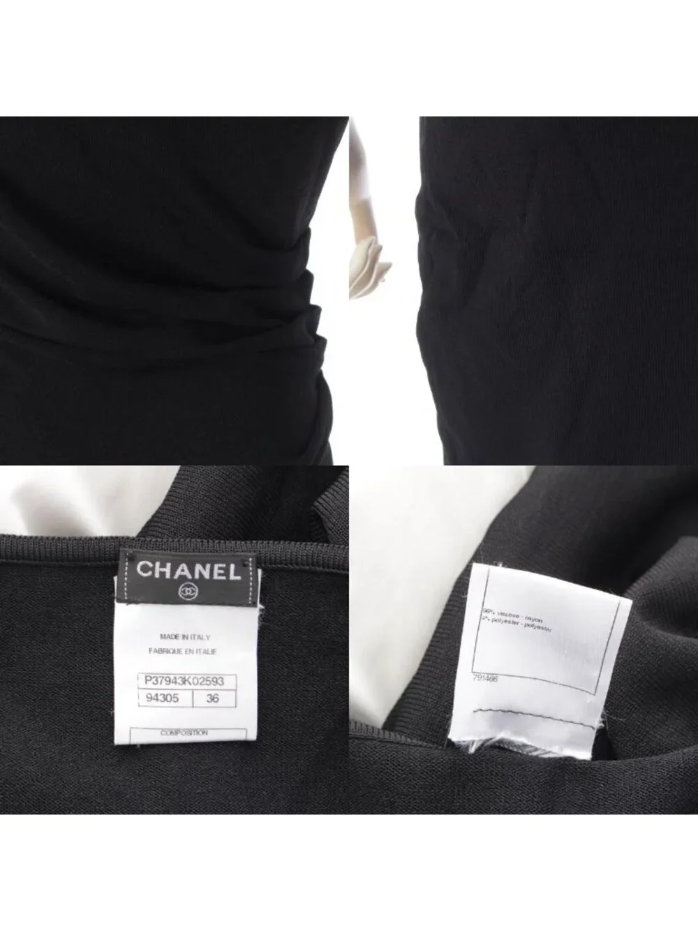 Chanel Rayon Polyester Short Sleeve Gathered Design Boat Neck Lion Charm Dress